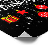 Merry Christmas Santa Hat Lights Funny Xmas Family ポスター (角)