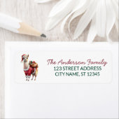 Merry Christmas Santa Hat Llama  Return Address La ラベル (インサイチュ)