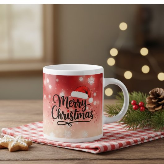 Merry Christmas Santa Hat Mug ジャンボコーヒーマグカップ