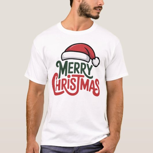 Merry Christmas Santa Hat Tee Tシャツ (正面)