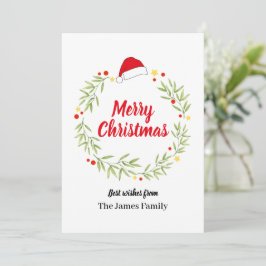 Merry Christmas Santa Hat Wreath シーズンカード