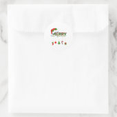 Merry Christmas Santa Hat Xmas Lights Family Men W ラウンドシール (バッグ)