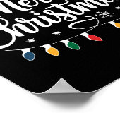 Merry Christmas Santa Hat Xmas Lights Red Family M ポスター (角)