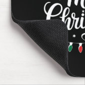 Merry Christmas Santa Hat Xmas Lights Red Family M マウスパッド (コーナー)