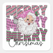 Merry Christmas Santa Holiday Sticker スクエアシール (正面)
