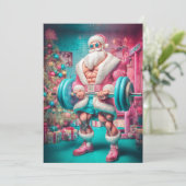 Merry Christmas | Santa Lifts More Than Gifts Holi シーズンカード (スタンド正面)