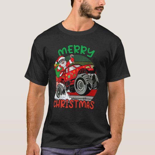 Merry Christmas Santa Monster Truck Xmas PJ Toddle Tシャツ (正面)