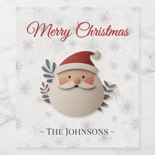 Merry Christmas Santa – Personalized Holiday ワインラベル (シングルラベル)