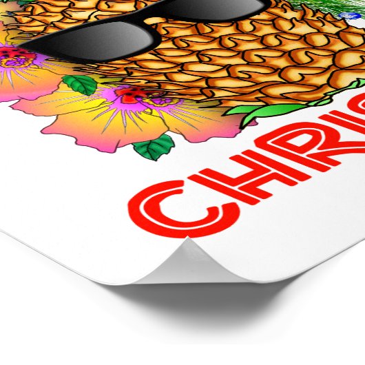 Merry Christmas Santa Pineapple ポスター (角)