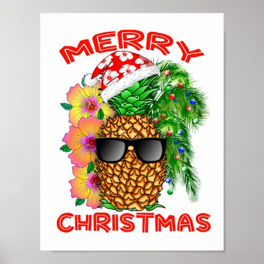 Merry Christmas Santa Pineapple ポスター (正面)