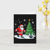 Merry Christmas Santa Playing Bowling Srt Lovers  カード (黄色い花)