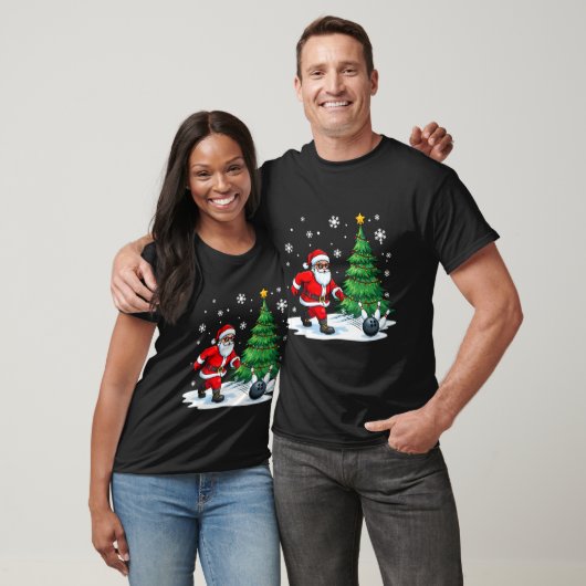 Merry Christmas Santa Playing Bowling Srt Lovers  Tシャツ (ユニセックス)