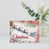 Merry Christmas Santa Red Green Postcard シーズンポストカード (スタンド正面)