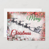 Merry Christmas Santa Red Green Postcard シーズンポストカード (正面/裏面)