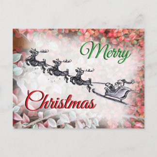 Merry Christmas Santa Red Green Postcard シーズンポストカード
