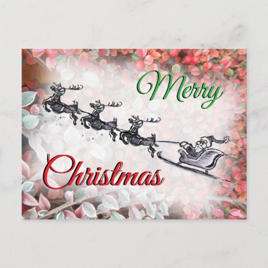 Merry Christmas Santa Red Green Postcard シーズンポストカード (正面)
