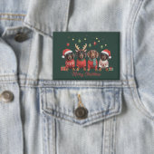 Merry Christmas Santa Reindeer Dachshund Weiner  缶バッジ (インサイチュ)