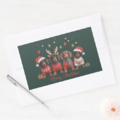 Merry Christmas Santa Reindeer Dachshund Weiner  長方形シール (封筒)