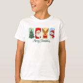 Merry Christmas Santa Reindeer Snowman Tシャツ (正面)
