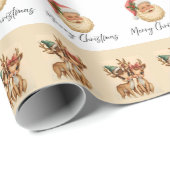 Merry Christmas Santa & Reindeer Wrapping Paper ラッピングペーパー (ロールコーナー)