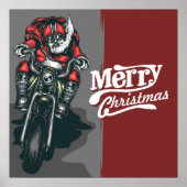 Merry Christmas Santa riding a Motorcycle ポスター (正面)