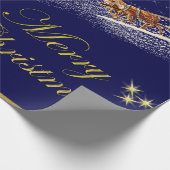 Merry Christmas Santa Riding Sleigh Christmas Tree ラッピングペーパー (角)
