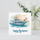 Merry Christmas Santa Sailing on a Yacht シーズンカード (スタンド正面)