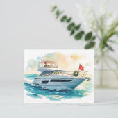 Merry Christmas Santa Sailing on a Yacht シーズンポストカード (スタンド正面)
