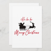 Merry Christmas Santa Sleigh And Reindeer シーズンカード (正面/裏面)