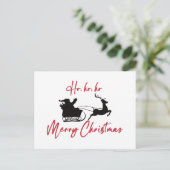 Merry Christmas Santa Sleigh And Reindeer ポストカード (スタンド正面)