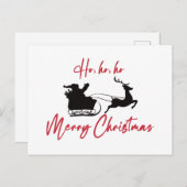 Merry Christmas Santa Sleigh And Reindeer ポストカード (正面/裏面)