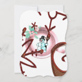 Merry Christmas Santa Snowman Flat Greeting Card カード (裏面)
