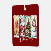 Merry Christmas Santa Snowman Xmas Tree Winter メタルオーナメント (正面左)
