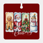 Merry Christmas Santa Snowman Xmas Tree Winter メタルオーナメント (正面)