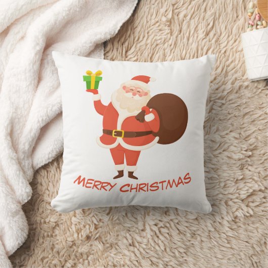 Merry Christmas Santa Throw Pillow クッション (ブランケット)