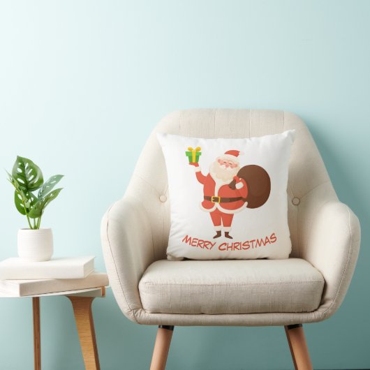 Merry Christmas Santa Throw Pillow クッション (椅子)