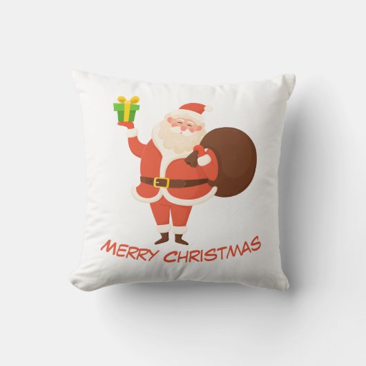 Merry Christmas Santa Throw Pillow クッション (正面)