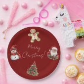 Merry Christmas Santa Tree Christmas  ペーパープレート (パーティー)