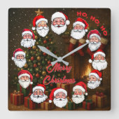 Merry Christmas Santa Wall Clock スクエア壁時計 (正面)