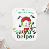 Merry Christmas Santa's Helper Flat Greeting Card カード (正面/裏面インサイチュ)
