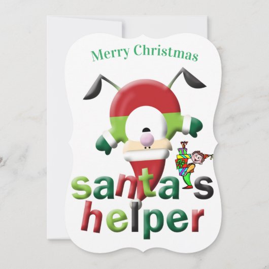 Merry Christmas Santa's Helper Flat Greeting Card カード (裏面)