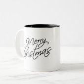 Merry Christmas Saying (Hand-Drawn) ツートーンマグカップ (正面左)