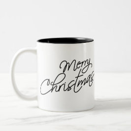 Merry Christmas Saying (Hand-Drawn) ツートーンマグカップ