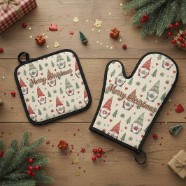 Merry Christmas Scandinavian Gnome  鍋つかみ&鍋敷きセット