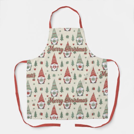 Merry Christmas Scandinavian Gnome Apron エプロン (正面)