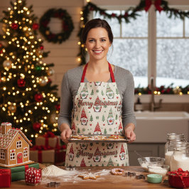 Merry Christmas Scandinavian Gnome Apron エプロン