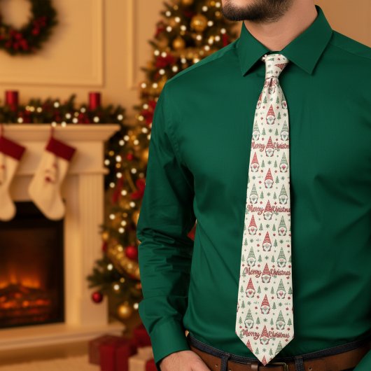 Merry Christmas Scandinavian Gnome Necktie ネクタイ