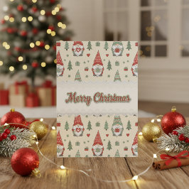 Merry Christmas Scandinavian Gnomes Holiday Card シーズンカード