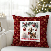Merry Christmas scene baby fawn Christmas pillow クッション