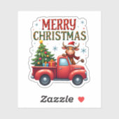 Merry Christmas Scottish Highland Cow Xmas Farm An シール (シート)